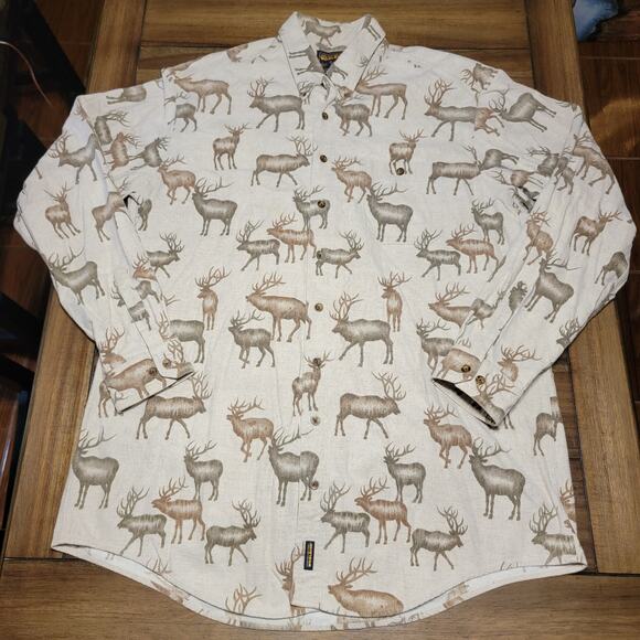 John Rich And Bros. Woolrich LS Button Up Flannel Shirt Moose Print - 2XL Tall - Picture 1 of 6